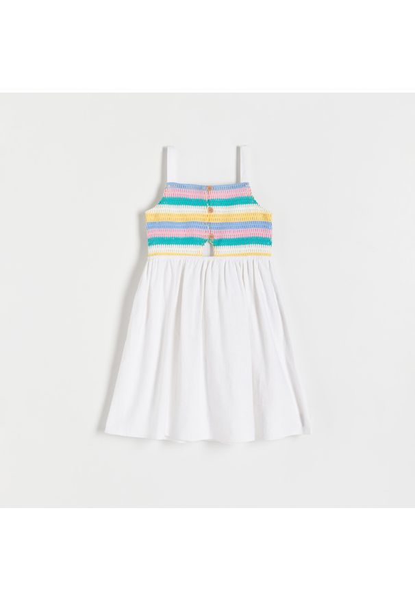 Reserved - Sukienka z lnem - Biały. Kolor: biały. Materiał: len