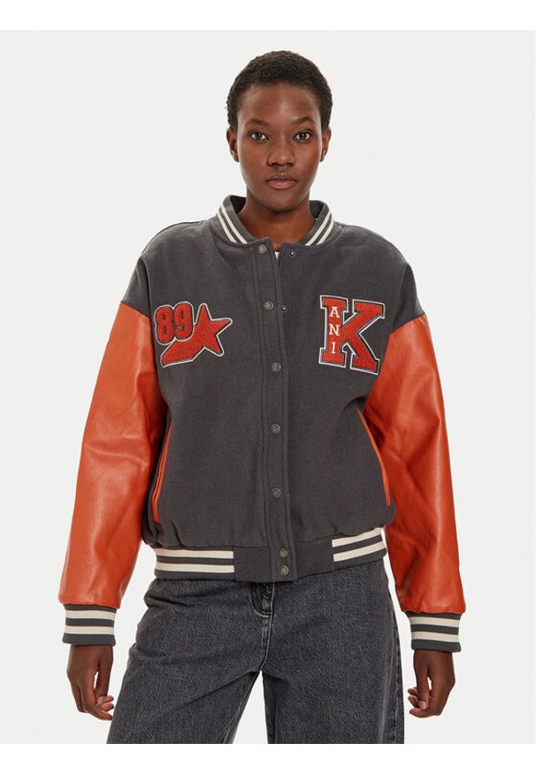 Karl Kani Kurtka bomber 61750001 Szary Loose Fit. Kolor: szary. Materiał: wełna, syntetyk