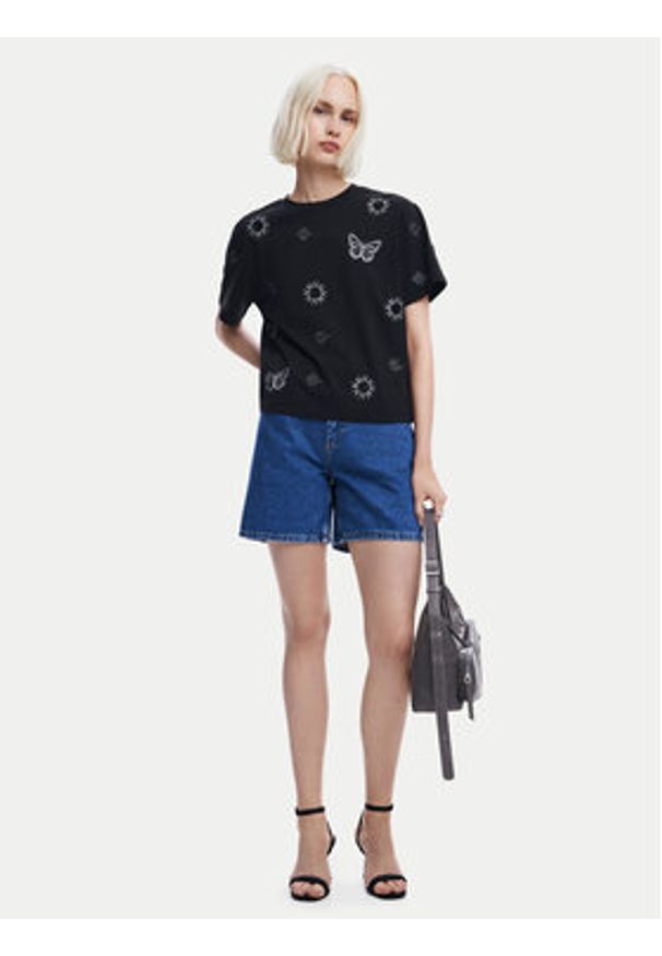 Desigual T-Shirt Tarot 24WWTK96 Czarny Regular Fit. Kolor: czarny. Materiał: bawełna