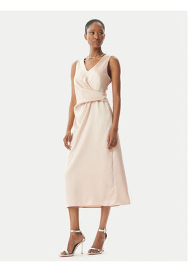 Rinascimento Sukienka koktajlowa CFC0122928003 Różowy Regular Fit. Kolor: różowy. Materiał: syntetyk. Styl: wizytowy