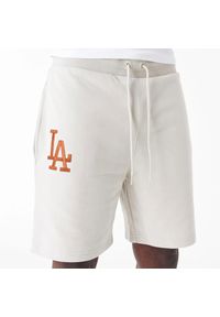 New Era - Szorty Los Angeles Dodgers League Essential. Kolor: biały. Długość: krótkie. Wzór: haft. Sezon: lato