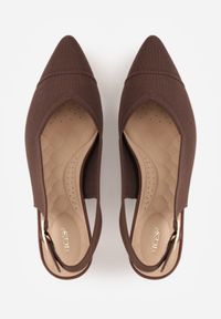 Born2be - Brązowe Czółenka z Tkaniny VICES na Szpilce z Odkrytą Piętą i Wkładką Soft-Step Nymelin. Okazja: na co dzień, do pracy, na spotkanie biznesowe. Zapięcie: pasek. Kolor: brązowy. Materiał: tkanina. Obcas: na szpilce. Styl: casual, biznesowy #6