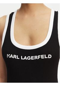 Karl Lagerfeld - KARL LAGERFELD Sukienka codzienna B2W46087 Czarny Slim Fit. Okazja: na co dzień. Typ kołnierza: dekolt w karo. Kolor: czarny. Materiał: bawełna. Typ sukienki: proste. Styl: casual #2