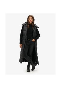 Superdry - Długi kamizelka z kapturem z ripstopu. Typ kołnierza: kaptur. Kolor: czarny. Długość rękawa: długi rękaw. Długość: długie. Styl: elegancki #1