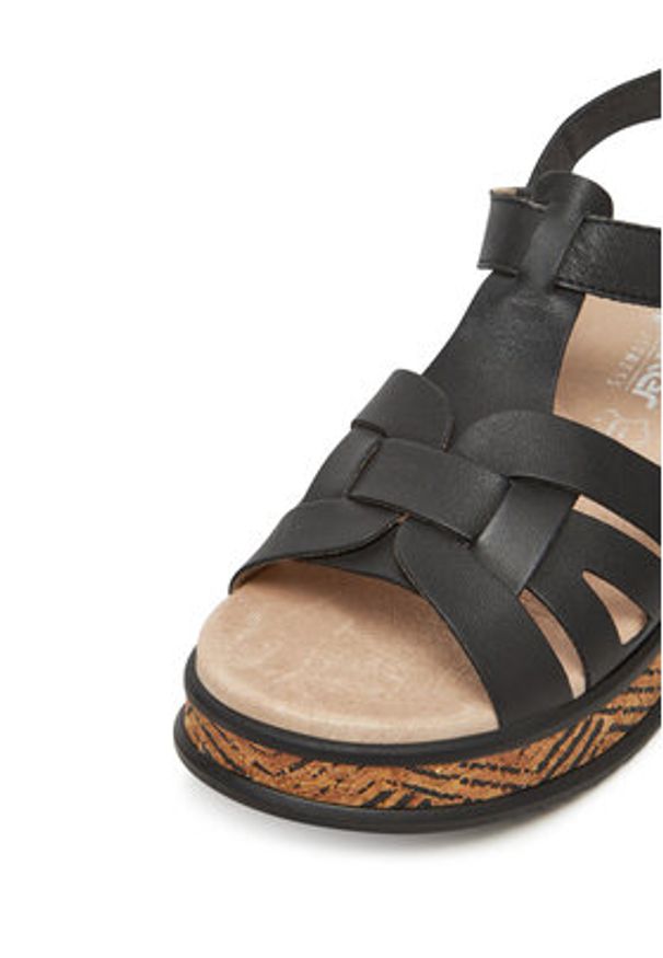 Rieker Sandały W0853-00 Czarny. Kolor: czarny. Materiał: skóra