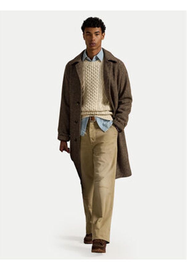 Polo Ralph Lauren Sweter 710917054003 Beżowy Regular Fit. Typ kołnierza: polo. Kolor: beżowy. Materiał: bawełna