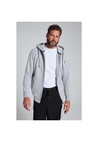 JAY-PI - Męska Rozpinana bluza z kapturem dzianina dresowa do 8XL. Typ kołnierza: kaptur. Kolekcja: plus size. Kolor: szary. Materiał: wiskoza, materiał, bawełna