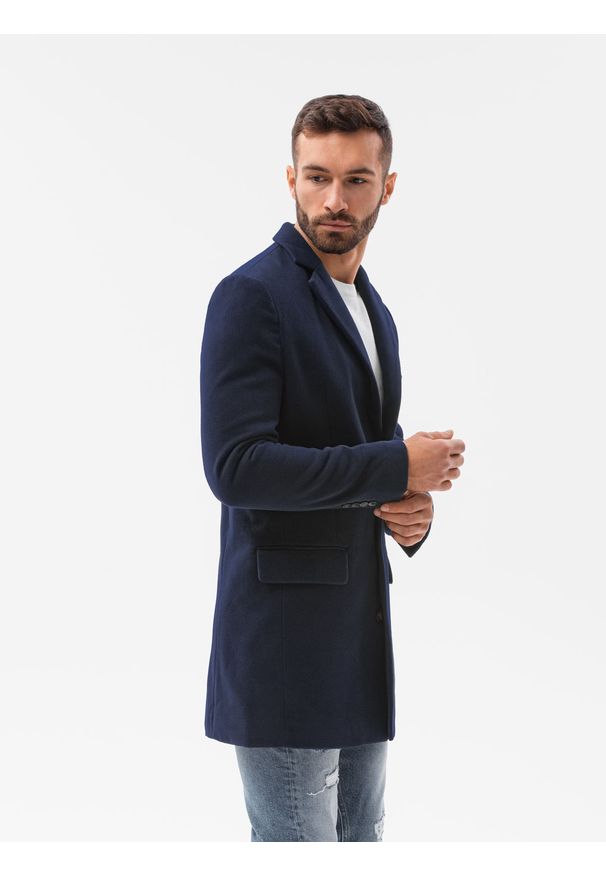 Niebieski płaszcz Ombre Clothing na wiosnę, elegancki