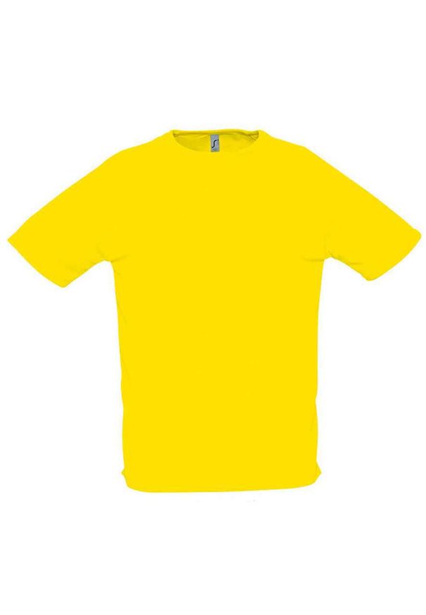 SOL'S - Męska Sportowa Koszulka Raglanowa. Kolor: żółty, wielokolorowy, zielony. Długość rękawa: raglanowy rękaw. Sport: turystyka piesza