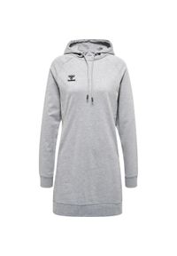 Damska bawełniana sukienka swetrowa Hummel Move Grid. Kolor: szary. Materiał: bawełna. Typ sukienki: sportowe. Styl: sportowy #1