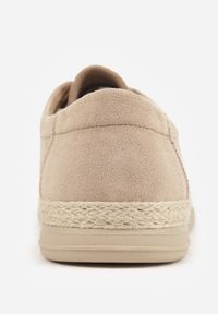 Born2be - Ciemnobeżowe Półbuty Mokasyny ze Sznurowaną Cholewką Ellsia. Okazja: na co dzień, do pracy. Kolor: beżowy. Materiał: jeans. Szerokość cholewki: normalna. Styl: casual, klasyczny #6