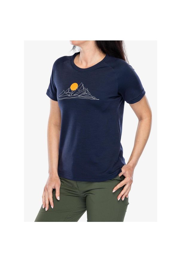 SENSOR - Koszulka merino damska Sensor Merino Blend Moon SS Tee. Kolor: niebieski