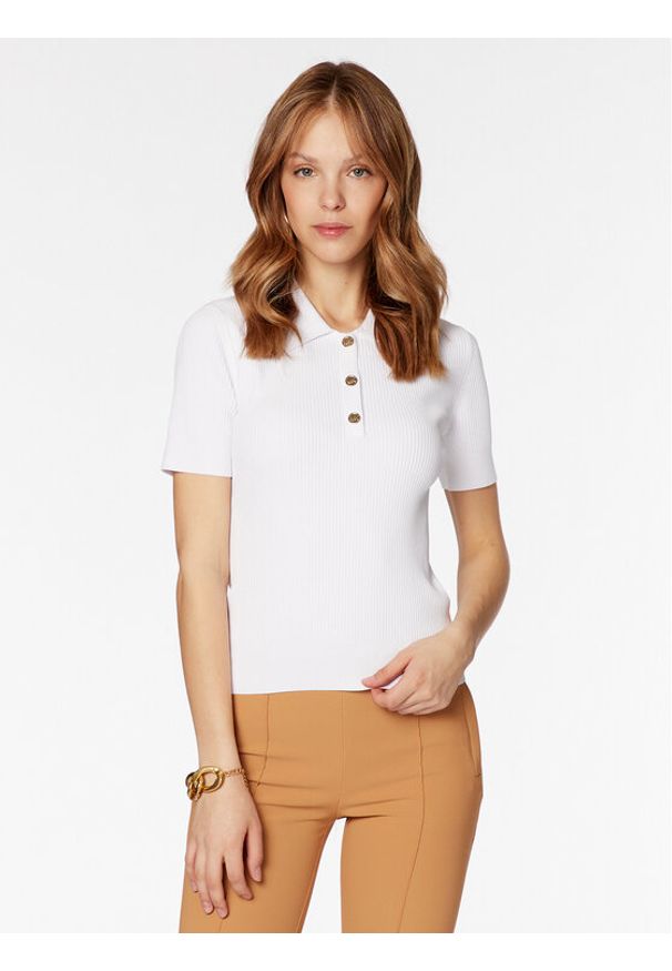 MICHAEL Michael Kors Polo MS360MA33D Biały Slim Fit. Typ kołnierza: polo. Kolor: biały. Materiał: wiskoza