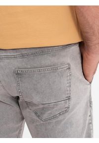 Ombre Clothing - Jeansowe krótkie spodenki męskie z ozdobnymi przeszyciami - jasnoszare V1 - Rozmiar: M. Okazja: na co dzień. Kolor: szary. Materiał: jeans. Długość: krótkie. Styl: wakacyjny, casual #5