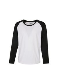 Urban Classics - Dziewczęca Kontrastowa Raglanowa Koszulka Z Długim Rękawem. Kolor: czarny, biały, wielokolorowy. Długość rękawa: długi rękaw. Długość: długie. Sport: turystyka piesza #1