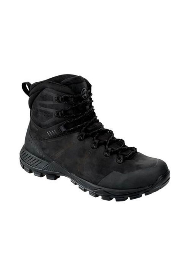 Buty trekkingowe męskie Mammut Mercury Tour Ii High Gtx. Wysokość cholewki: za kostkę. Zapięcie: sznurówki. Kolor: czarny. Materiał: guma, skóra, tkanina. Szerokość cholewki: normalna