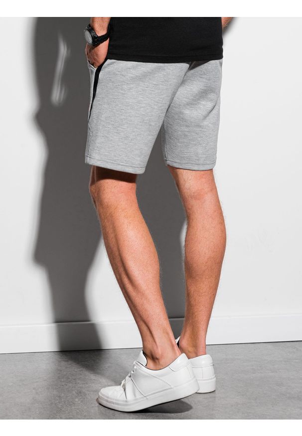 Ombre Clothing - Krótkie spodenki męskie dresowe W296 - szary melanż - XXL. Kolor: szary. Materiał: dresówka. Długość: krótkie. Wzór: melanż. Styl: sportowy