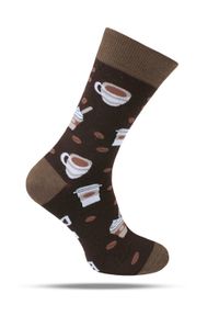 His Story - Tematyczne Skarpetki Bawełniane - Kawa, Dla Baristy. Kolor: brązowy, beżowy, wielokolorowy. Materiał: elastan, bawełna, poliamid #1
