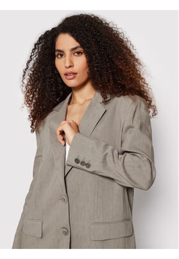 Marella Marynarka Patty 30410125 Szary Straight Fit. Kolor: szary. Materiał: wiskoza, len