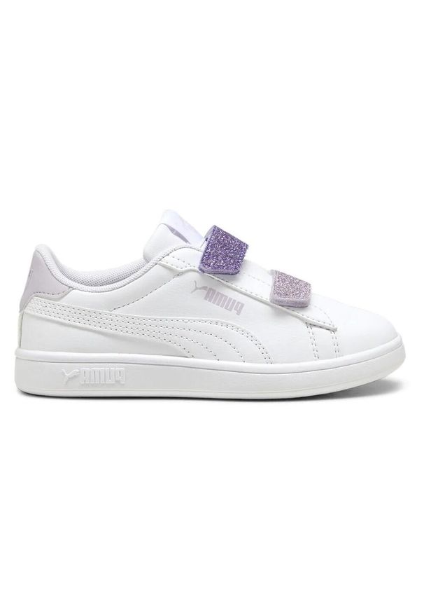 Puma Buty Smash 3. L Glitter Velcro V Ps 39560906. Kolor: biały. Materiał: tkanina, syntetyk