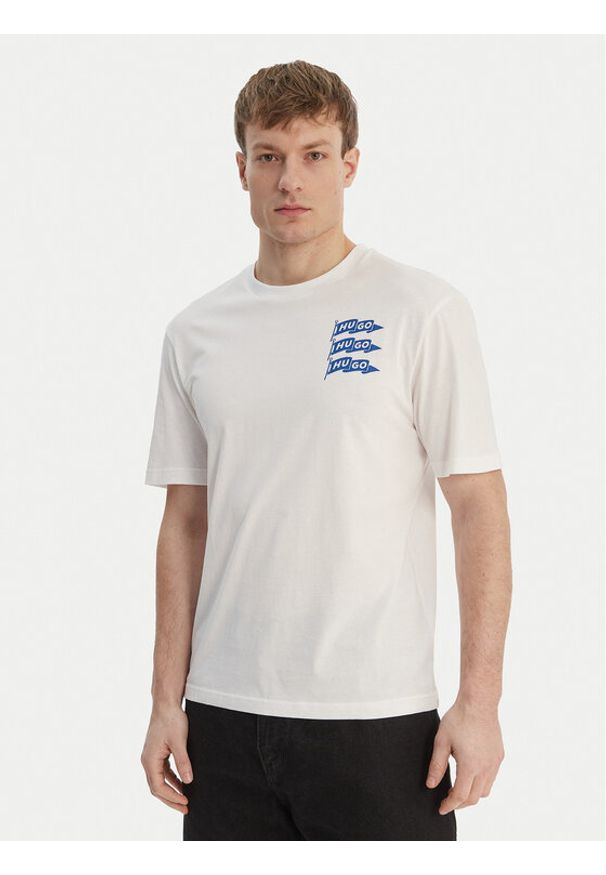 Hugo - HUGO T-Shirt Nalien 50560060 Biały Regular Fit. Kolor: biały. Materiał: bawełna