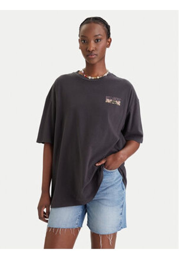 Billabong T-Shirt Floral Rocker EBJZT00590 Czarny Loose Fit. Kolor: czarny. Materiał: bawełna