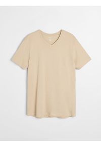 Sinsay - Bawełniana koszulka basic - beżowy. Kolor: beżowy. Materiał: bawełna