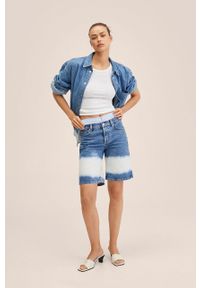 mango - Mango szorty jeansowe Tiedye damskie kolor turkusowy wzorzyste high waist. Stan: podwyższony. Kolor: turkusowy. Materiał: jeans #6