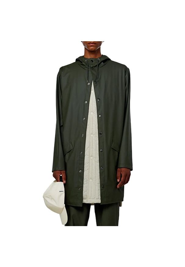 Kurtka Rains Long Jacket 12020-03 - zielona. Kolor: zielony. Materiał: materiał, poliester. Długość: długie. Sport: kolarstwo