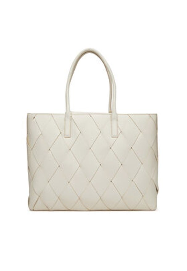 Calvin Klein Torebka Ck Woven Medium Shopper K60K612994 Biały. Kolor: biały. Materiał: skórzane