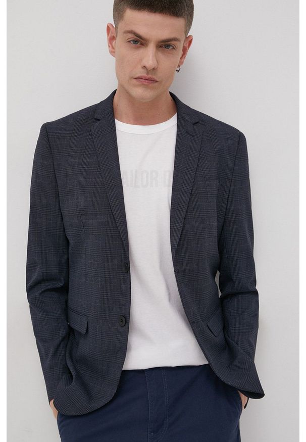 Premium by Jack&Jones Marynarka męska kolor granatowy. Kolor: niebieski. Styl: klasyczny