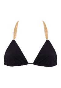 BEACH BUNNY - Trójkątny top od bikini. Kolor: czarny. Materiał: poliamid, materiał. Wzór: aplikacja
