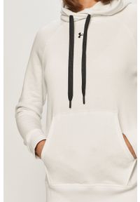 Under Armour bluza damska kolor biały z kapturem gładka. Typ kołnierza: kaptur. Kolor: biały. Materiał: dzianina. Długość rękawa: długi rękaw. Długość: długie. Wzór: gładki #4