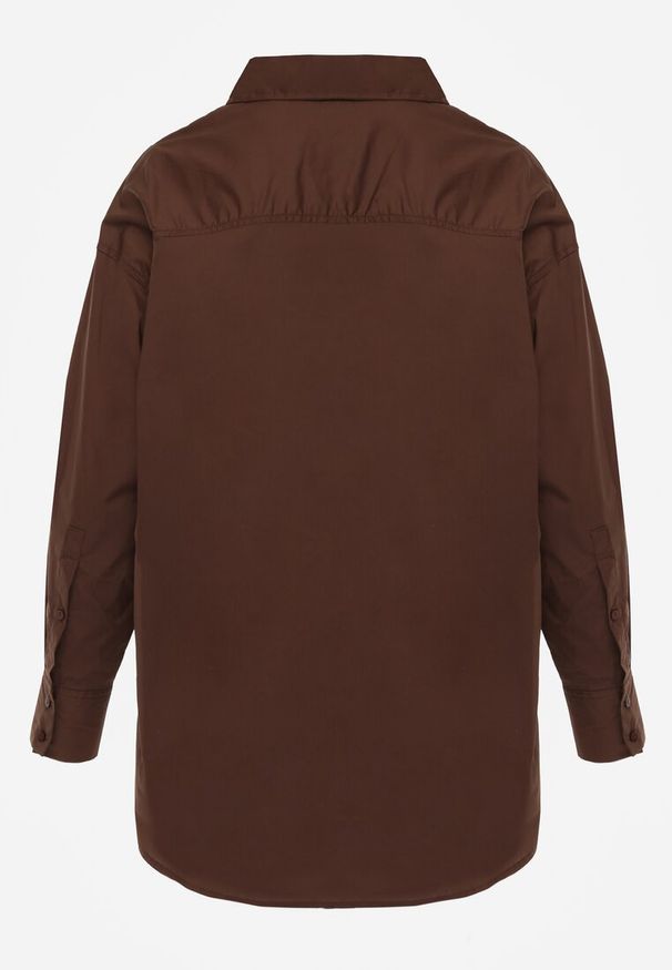 Renee - Ciemnobrązowa Koszula Bawełniana Aquida. Typ kołnierza: kołnierzyk klasyczny. Kolor: brązowy. Materiał: bawełna. Długość rękawa: długi rękaw. Długość: długie. Styl: klasyczny