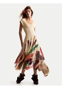 Desigual Sukienka codzienna Brushes Lacroix 26SWVK39 Beżowy Regular Fit. Okazja: na co dzień. Kolor: beżowy. Materiał: syntetyk. Typ sukienki: proste. Styl: casual #1