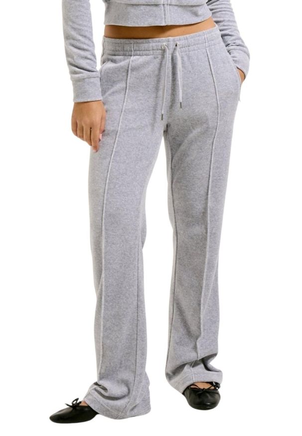 Juicy Couture - JUICY COUTURE Szare damskie spodnie dresowe Tina Trackpants. Kolor: szary. Materiał: dresówka