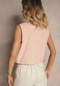 Renee - Różowa Bawełniana Kamizelka z Haftowanym Wzorem Lisadora. Okazja: na co dzień. Kolor: różowy. Materiał: bawełna. Wzór: haft. Styl: casual #4