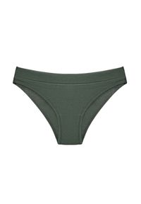 Intica - Figi damskie prążkowane z elastycznym pasem Milan. Kolor: zielony. Materiał: prążkowany