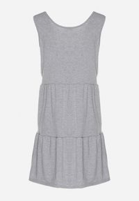 Born2be - Szara Sukienka o Rozkloszowanym Kroju na Szerokich Ramiączkach z Guzikami Saniella. Okazja: na co dzień. Kolor: szary. Długość rękawa: na ramiączkach. Typ sukienki: rozkloszowane. Styl: klasyczny, casual, elegancki #2