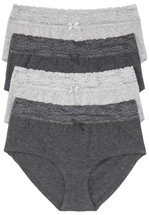 bonprix - Figi panty maxi (4 pary). Kolor: szary. Wzór: gładki