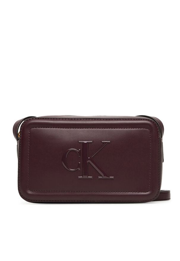 Calvin Klein Torebka Bold Ck Camera Bag LV04F3220G Bordowy. Kolor: czerwony. Materiał: skórzane