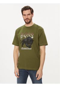 BOSS - Boss T-Shirt TeePantera 50510223 Zielony Regular Fit. Kolor: zielony. Materiał: bawełna. Wzór: motyw zwierzęcy #1