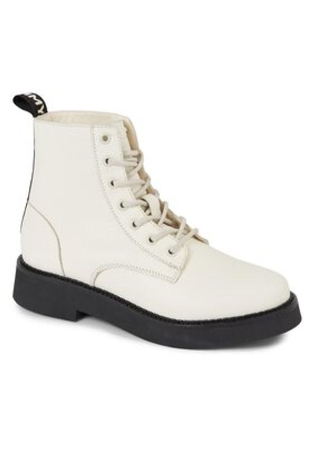 Tommy Jeans Botki Tjw Lace Up Flat Boot EN0EN02310 Écru. Materiał: skóra