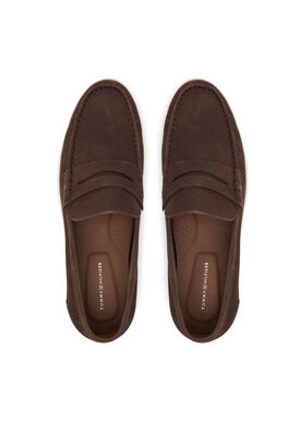 TOMMY HILFIGER - Tommy Hilfiger Mokasyny Nubuck P Loafer FM0FM05350 Brązowy. Kolor: brązowy. Materiał: skóra, nubuk