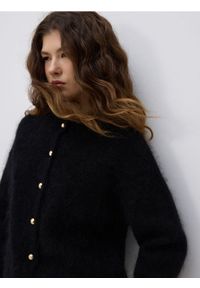 Reserved - Kardigan z moherem - czarny. Kolor: czarny. Materiał: moher