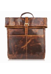 Plecak skórzany vintage PAOLO PERUZZI AV-02-BR brązowy. Kolor: brązowy. Materiał: skóra. Styl: vintage