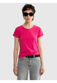 Big-Star - Koszulka damska z bawełny supima różowa Supiclassica 602. Okazja: na co dzień. Kolor: różowy. Materiał: bawełna. Wzór: aplikacja. Styl: casual, elegancki, sportowy #7
