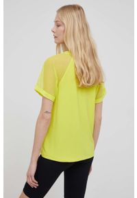 DKNY - Dkny bluzka P1LH7LIM damska kolor żółty gładka. Kolor: żółty. Materiał: materiał, dzianina. Długość rękawa: raglanowy rękaw. Wzór: gładki #5