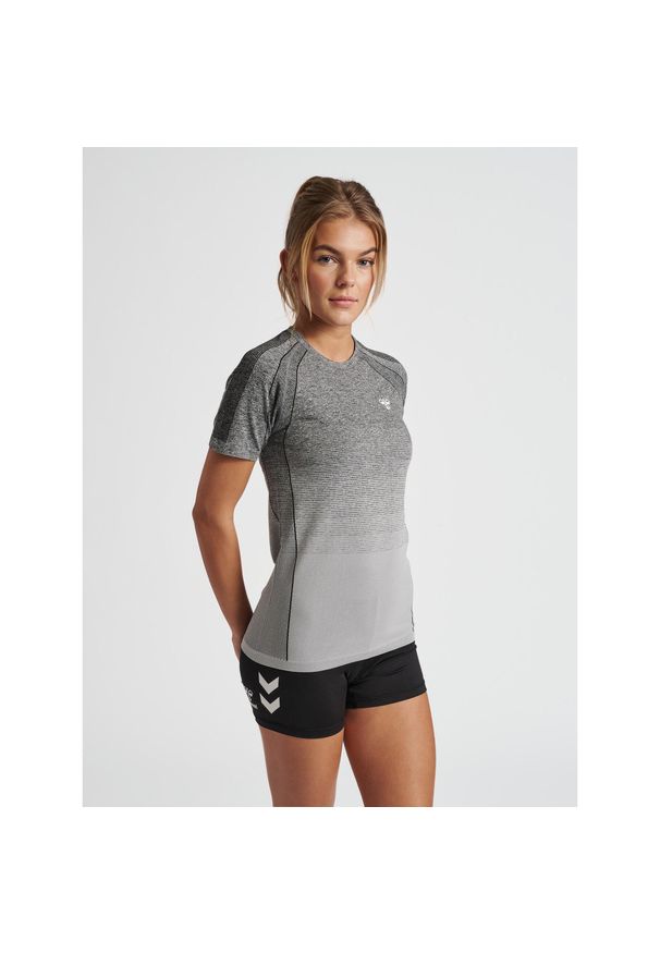 Damska koszulka Hummel training seamless. Kolor: wielokolorowy, szary, czarny. Sport: fitness