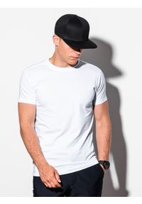Ombre Clothing - T-shirt męski bez nadruku S884 - biały - XXL. Kolor: biały. Materiał: dzianina, materiał, bawełna. Styl: klasyczny #4